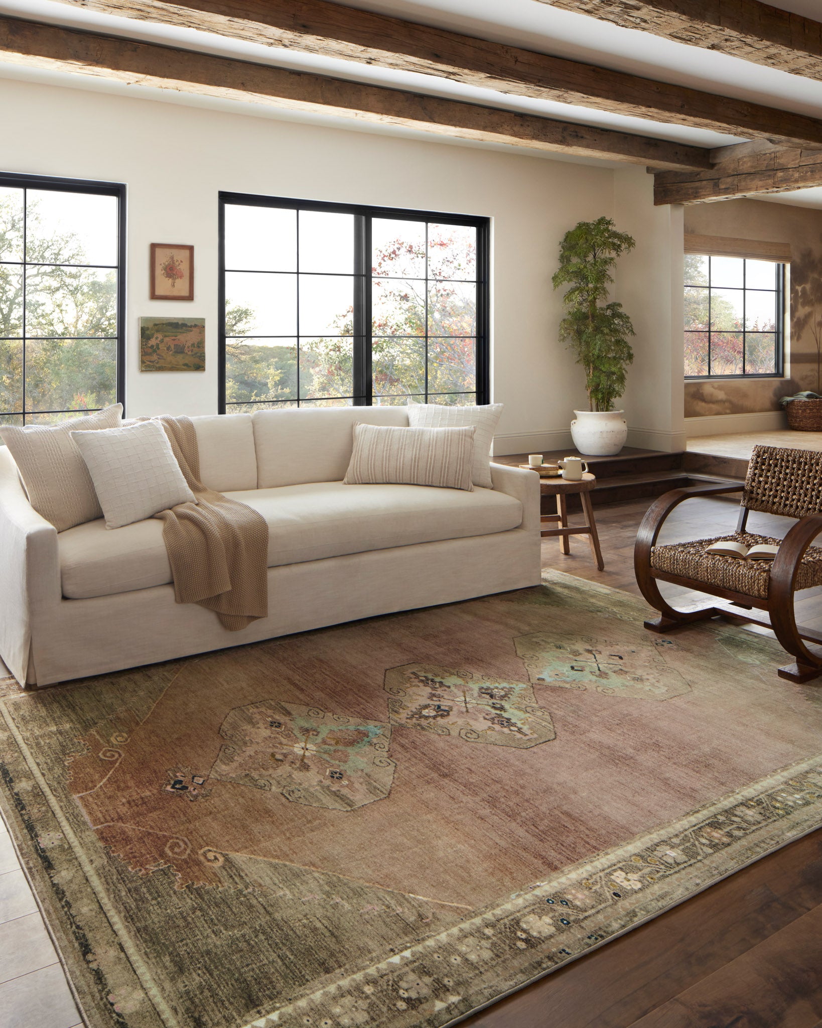 Sinclair Clay Tobacco Rug in living room