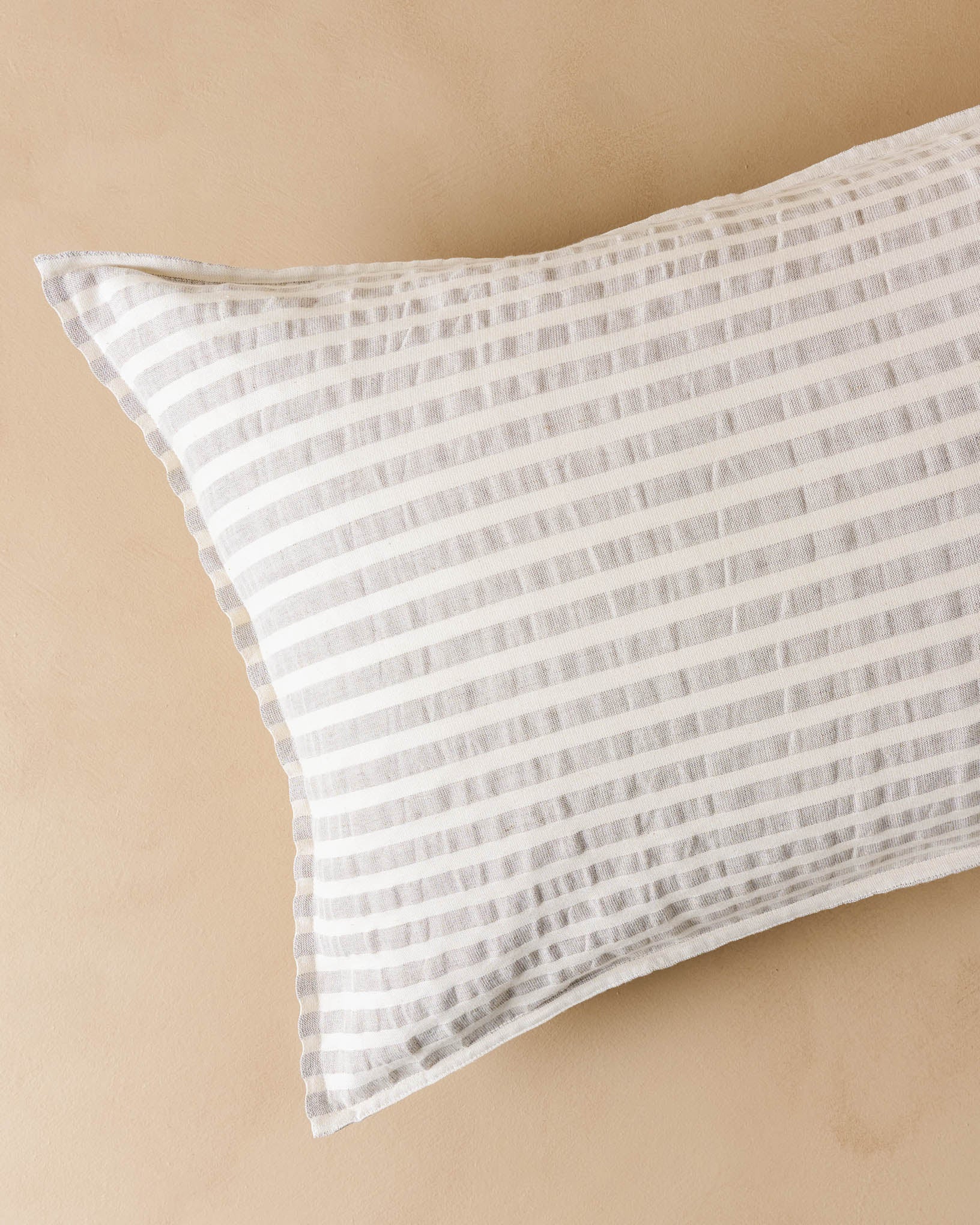 Shadow Grey + Antique White Stripe Linen Cotton Pillow Sham - King