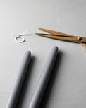 hand dipped slate grey spun finish taper candles