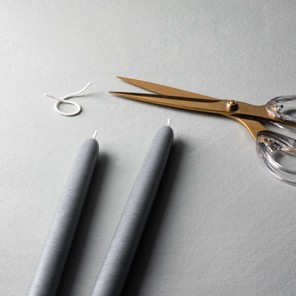hand dipped slate grey spun finish taper candles