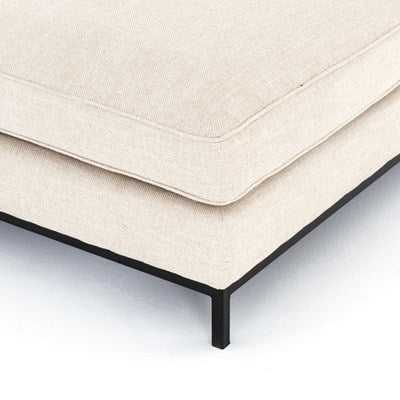 modern cream fabric l-shaped sectional with black metal base