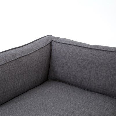 modern charcoal fabric sectional with left chaise with black metal base