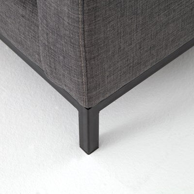 modern charcoal fabric sectional with right chaise with black metal base