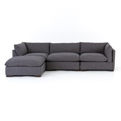 charcoal fabric sofa with ottoman