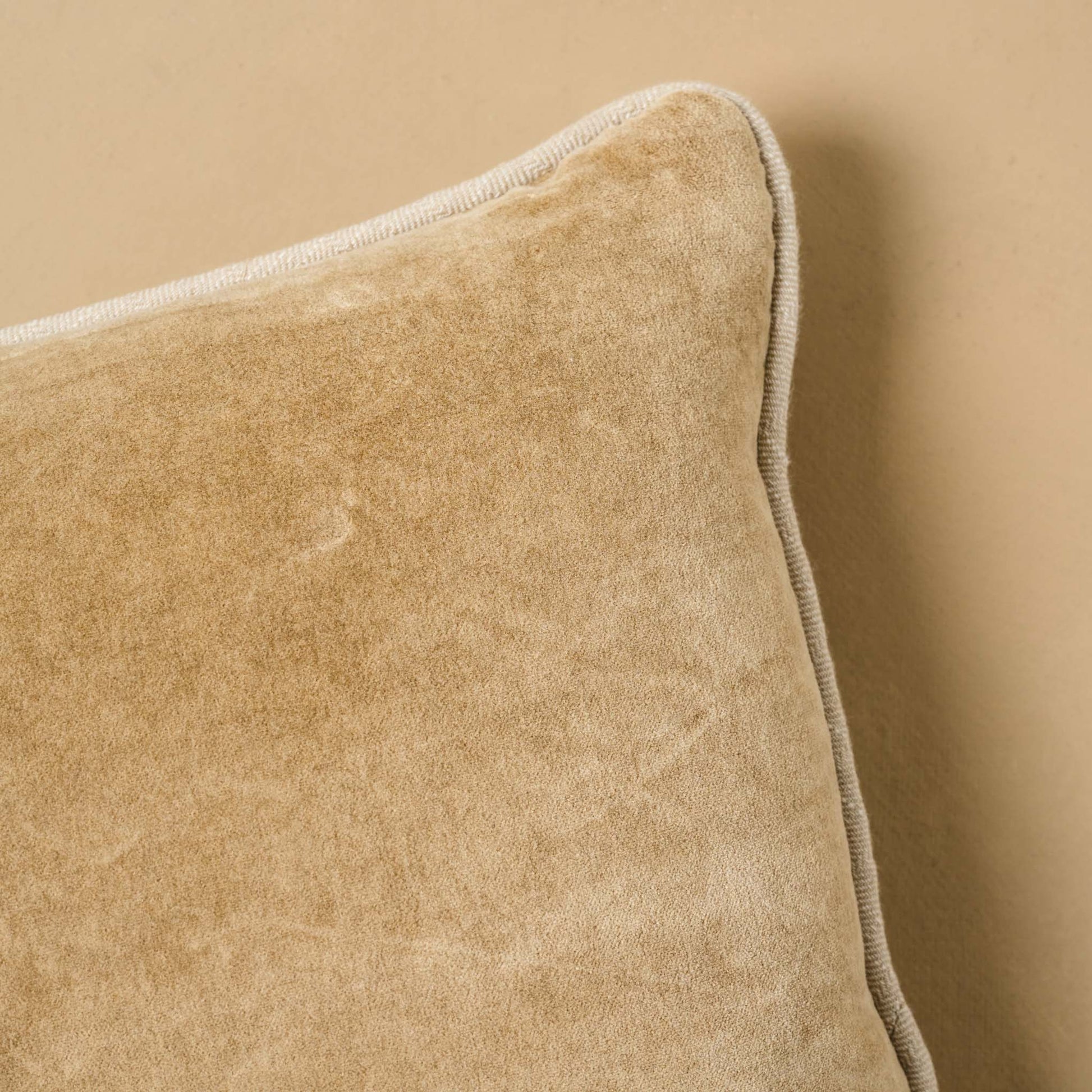 Heirloom Velvet Large Pillow in wheat close up