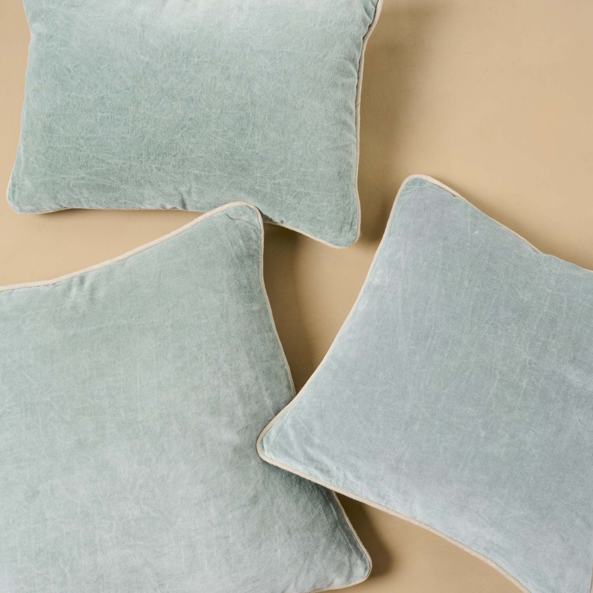 Heirloom Velvet Large Pillow in bay green with lumbar pillow