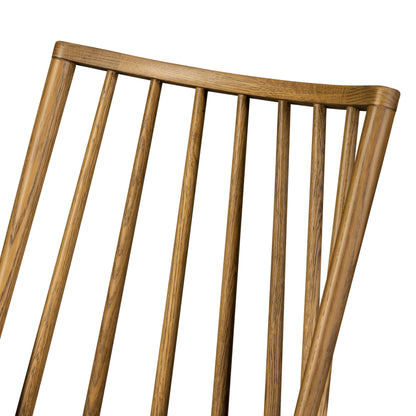 modern wooden spindle back dining chair with sandy oak finish
