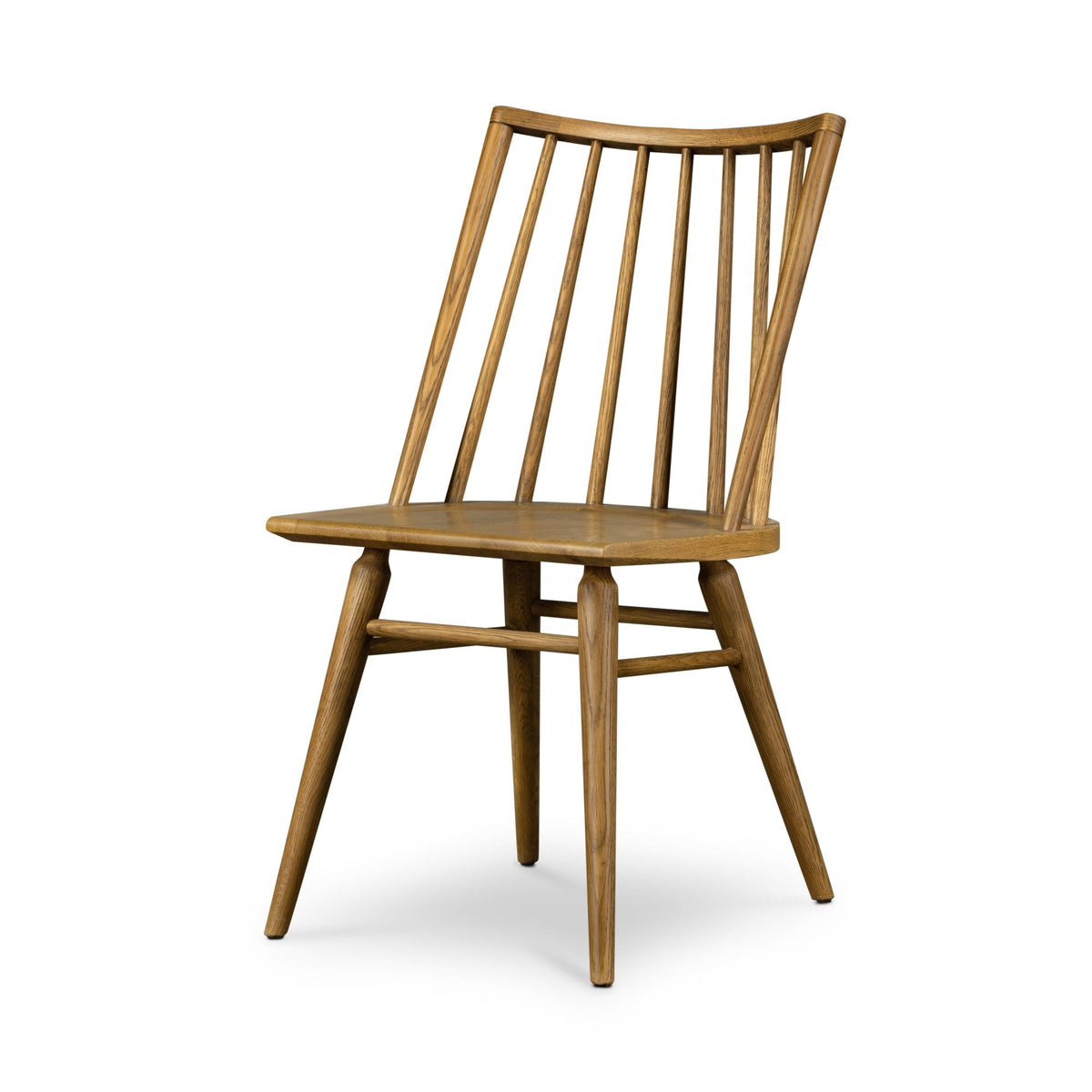 modern wooden spindle back dining chair with sandy oak finish