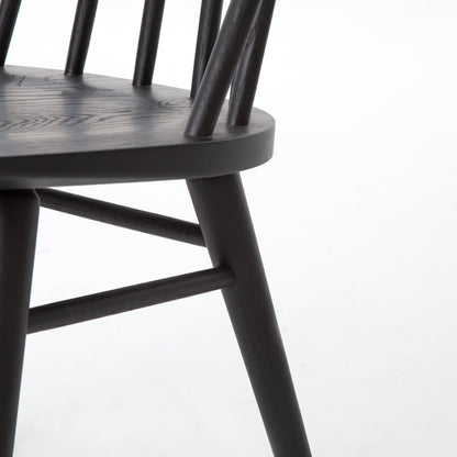 modern wooden spindle back dining chair with black finish