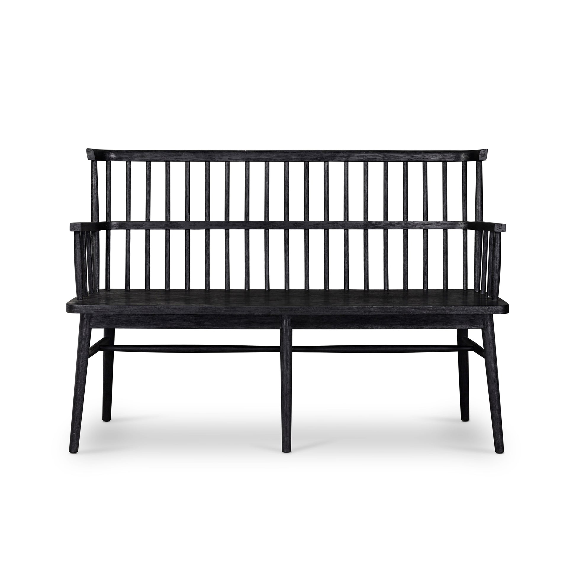 black oak spindle back bench