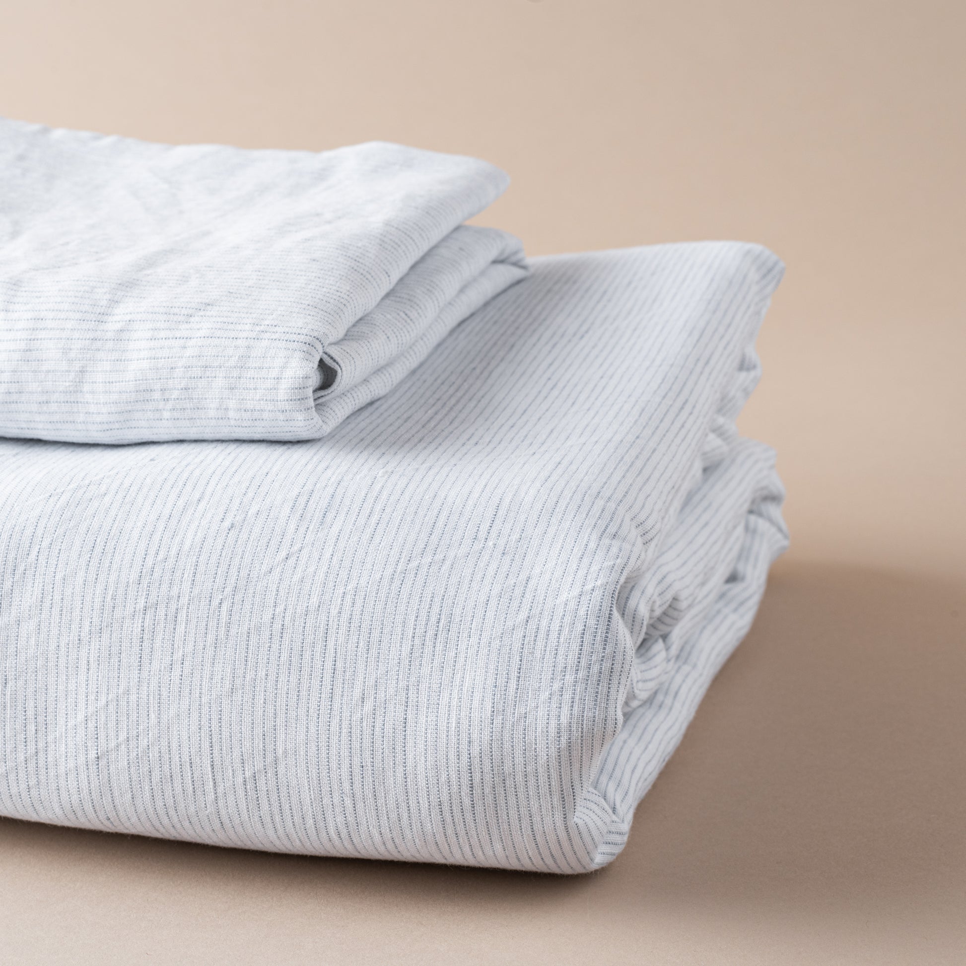 magnolia linen cotton duvet cover bedding in white blue stripe