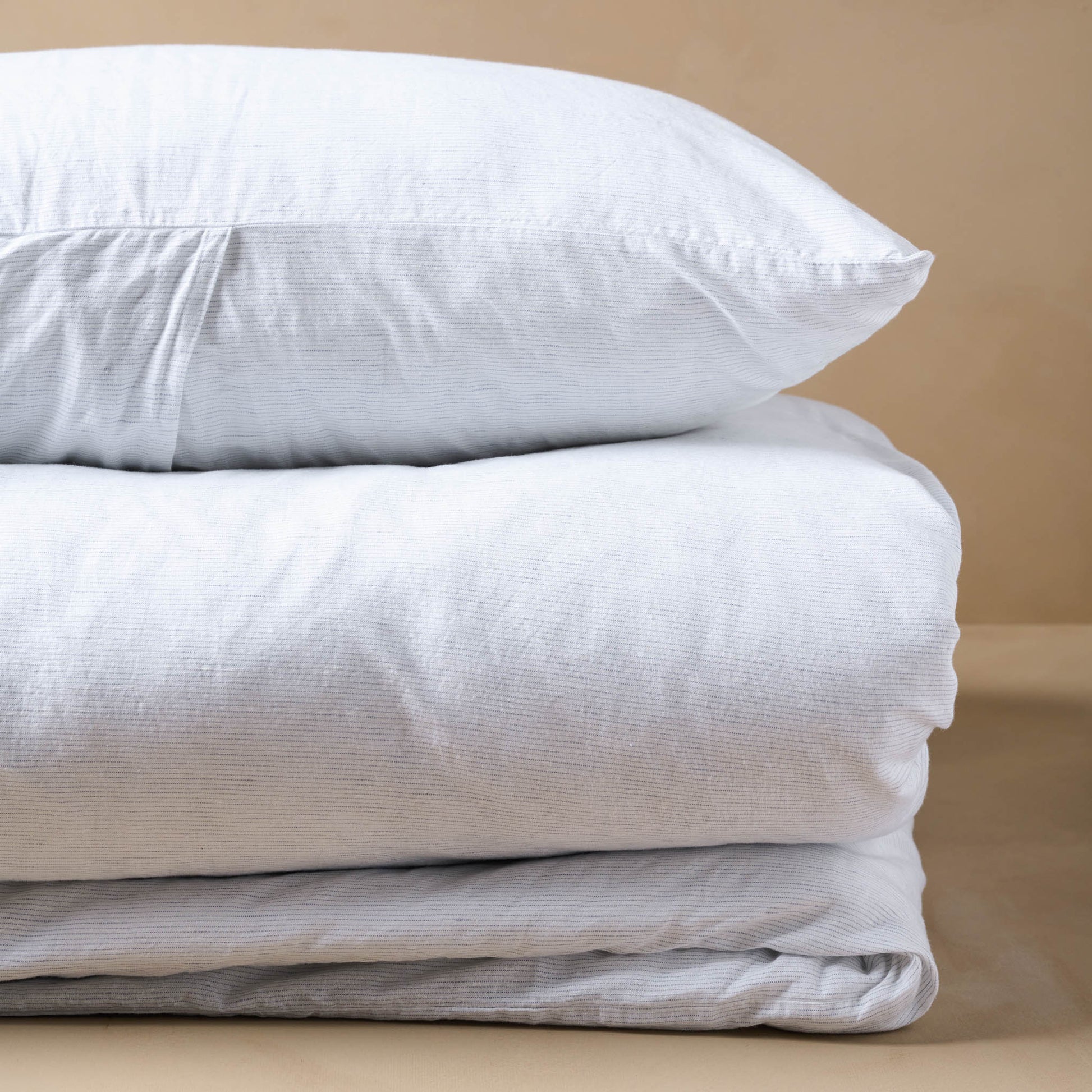 White Stripe Linen Cotton Duvet Cover