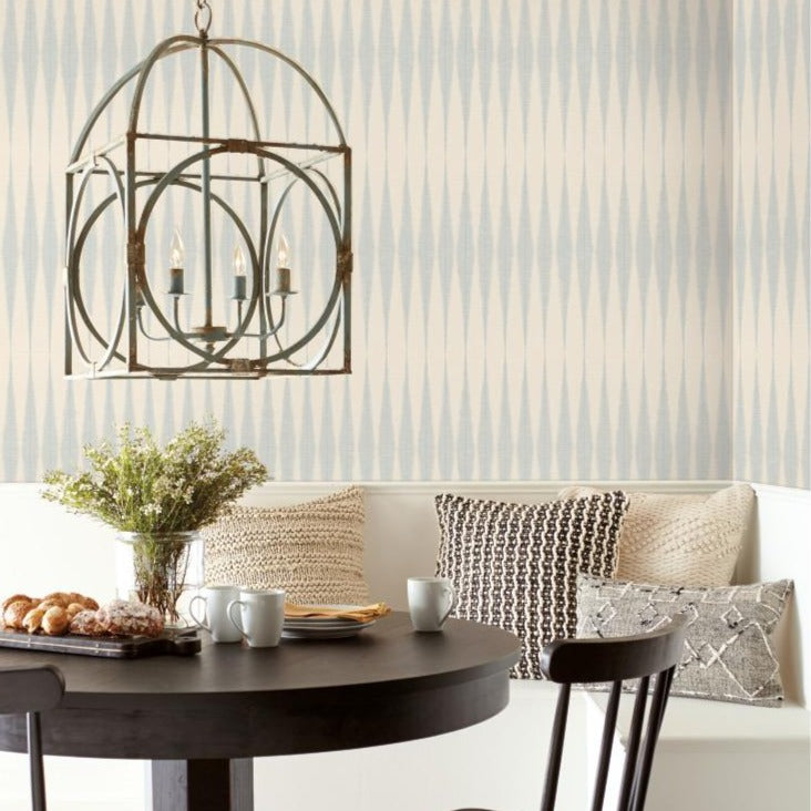 baby blue retro diamond pattern on white wallpaper