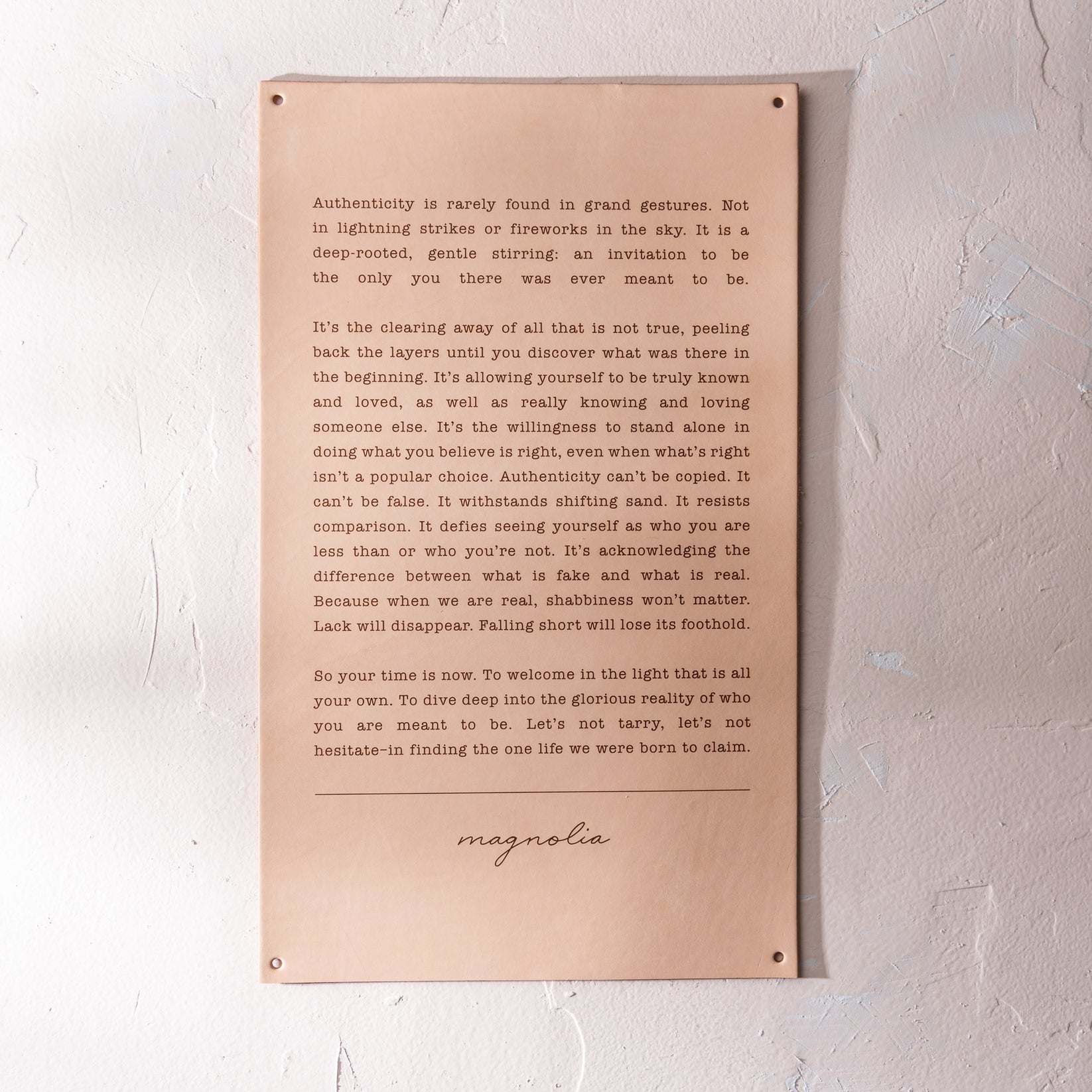 Authenticity Leather Sign | Magnolia