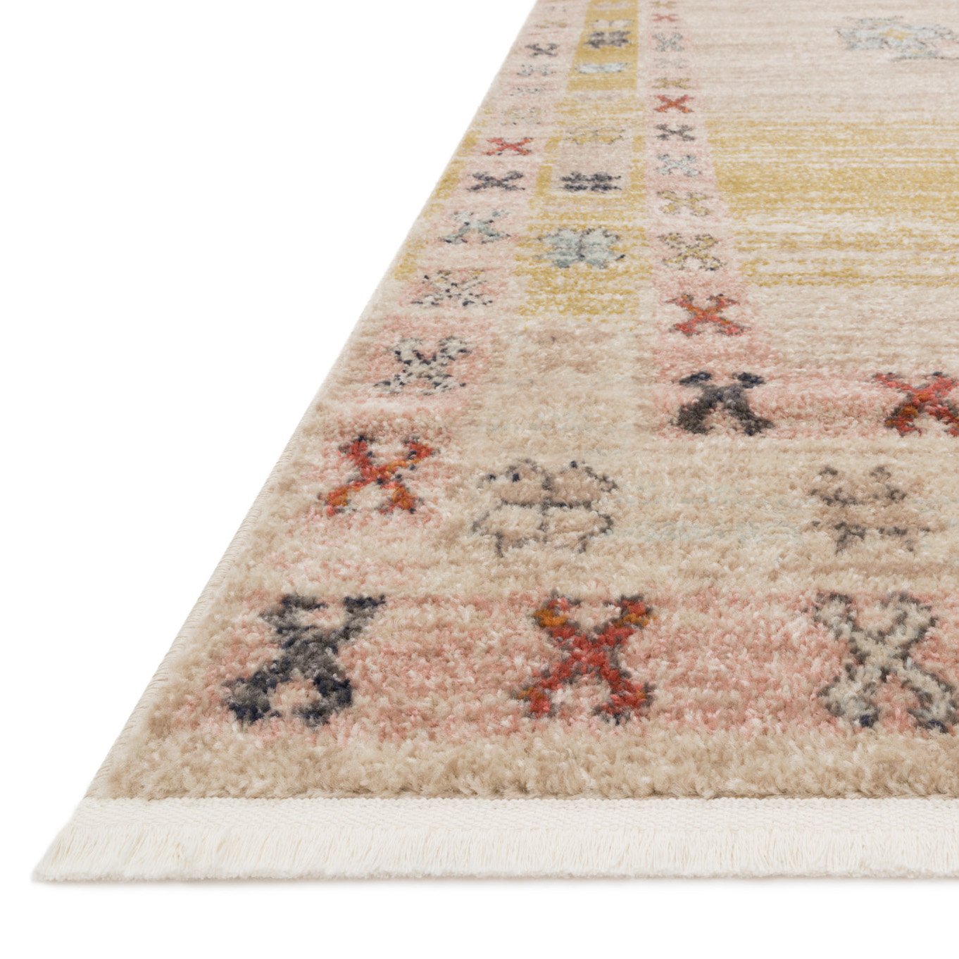 cream multi-colored rug with asymmetrical patterns and detail