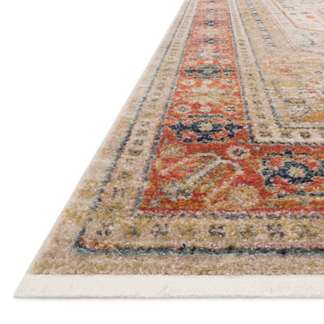 cream, beige, and orange rug with floral detail