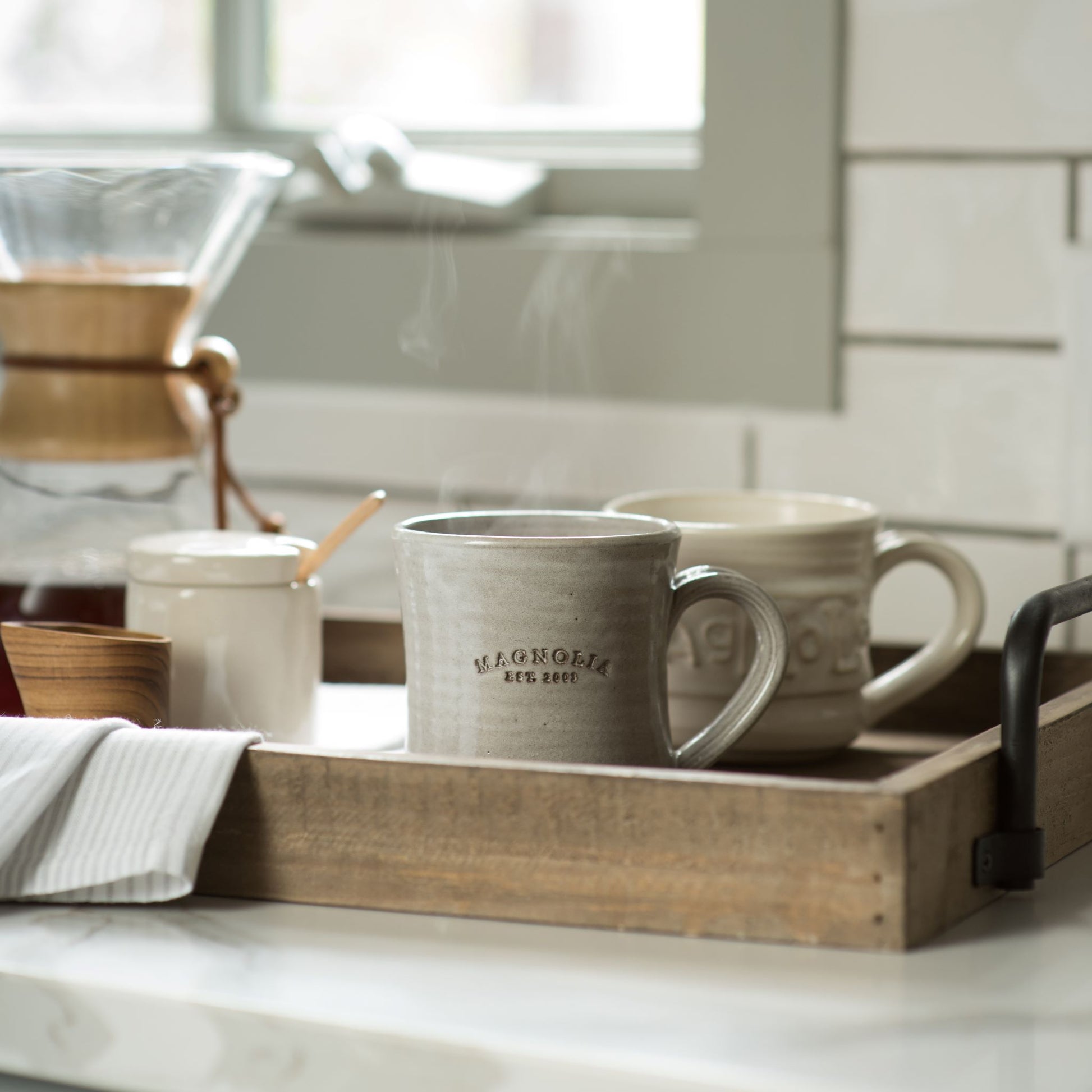 grey ceramic magnolia mug