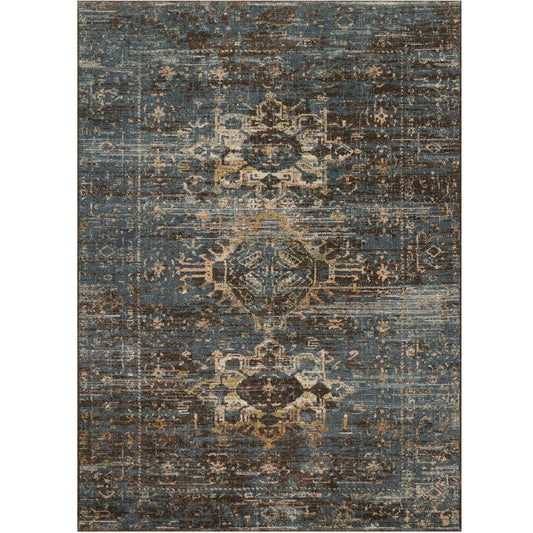 charcoal and dark blue distressed area rug