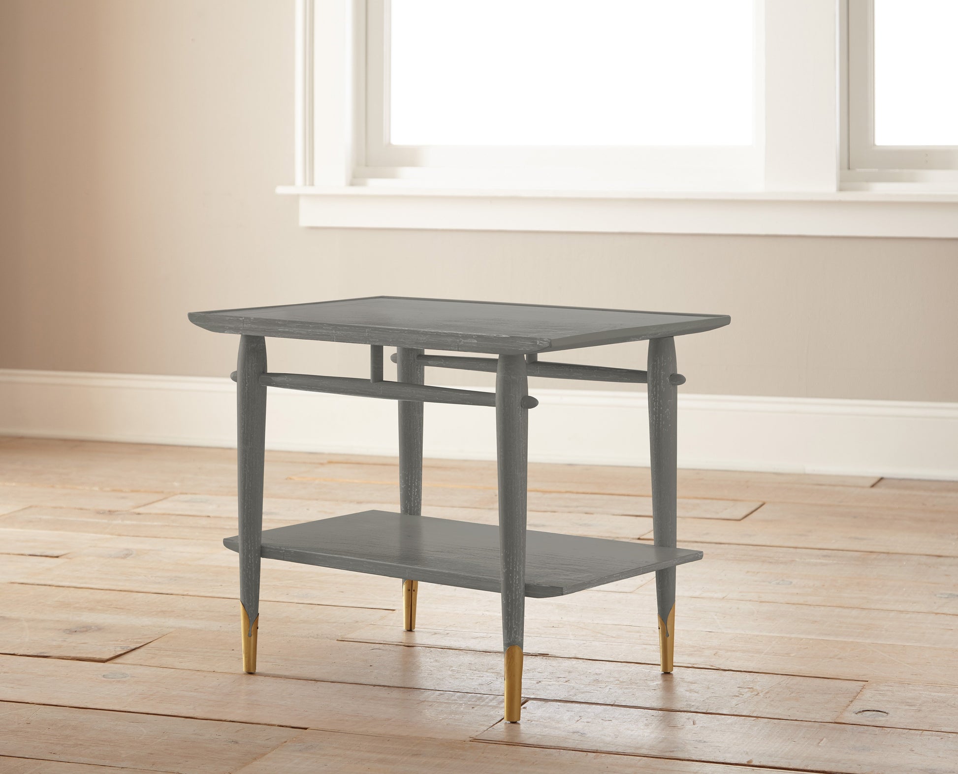 Earth toned gray accented with olive green and cocoa chalk style paint