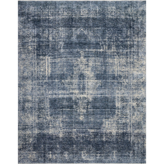 distressed blue and ivory rug