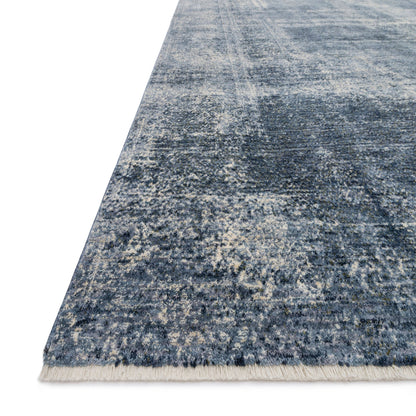 distressed blue and ivory rug
