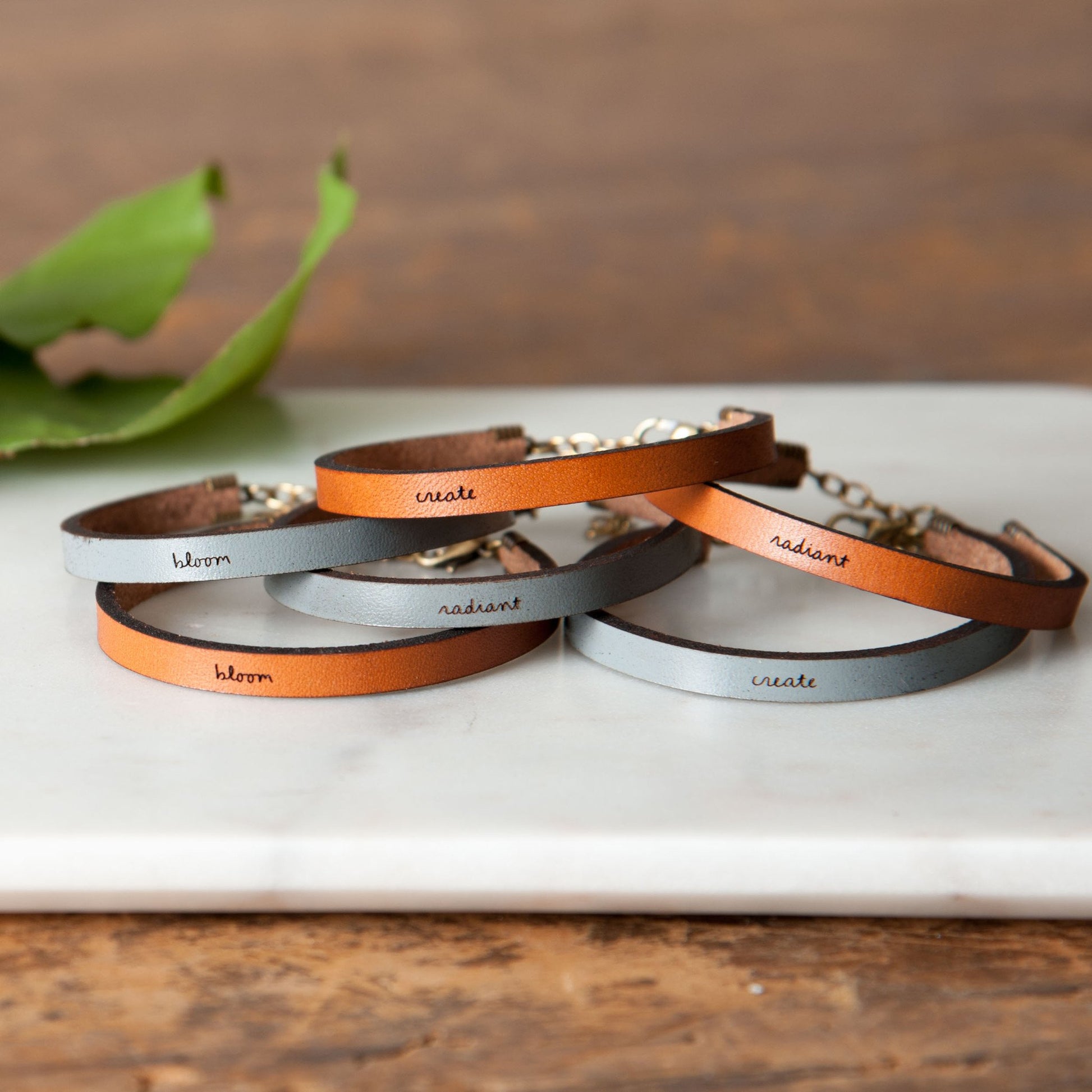 "Create" Leather Bracelet