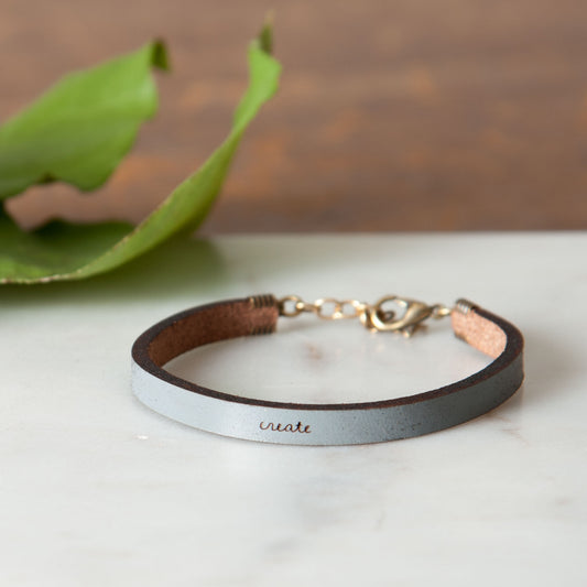"Create" Leather Bracelet