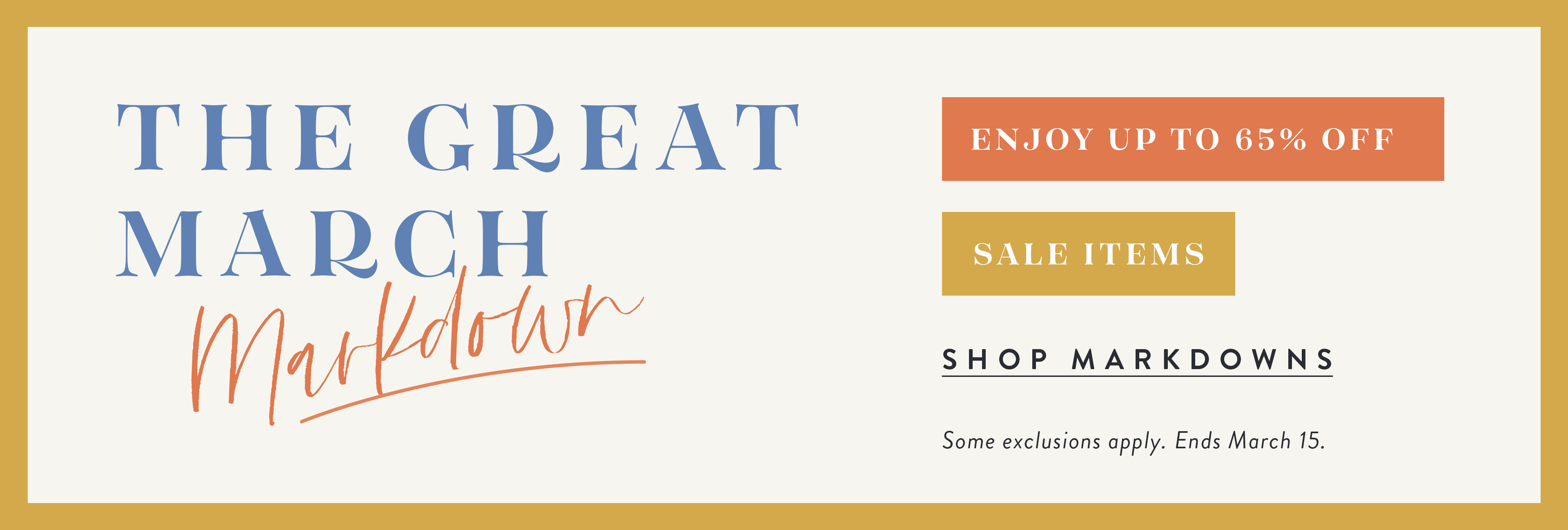 Shop markdowns up to 65% off