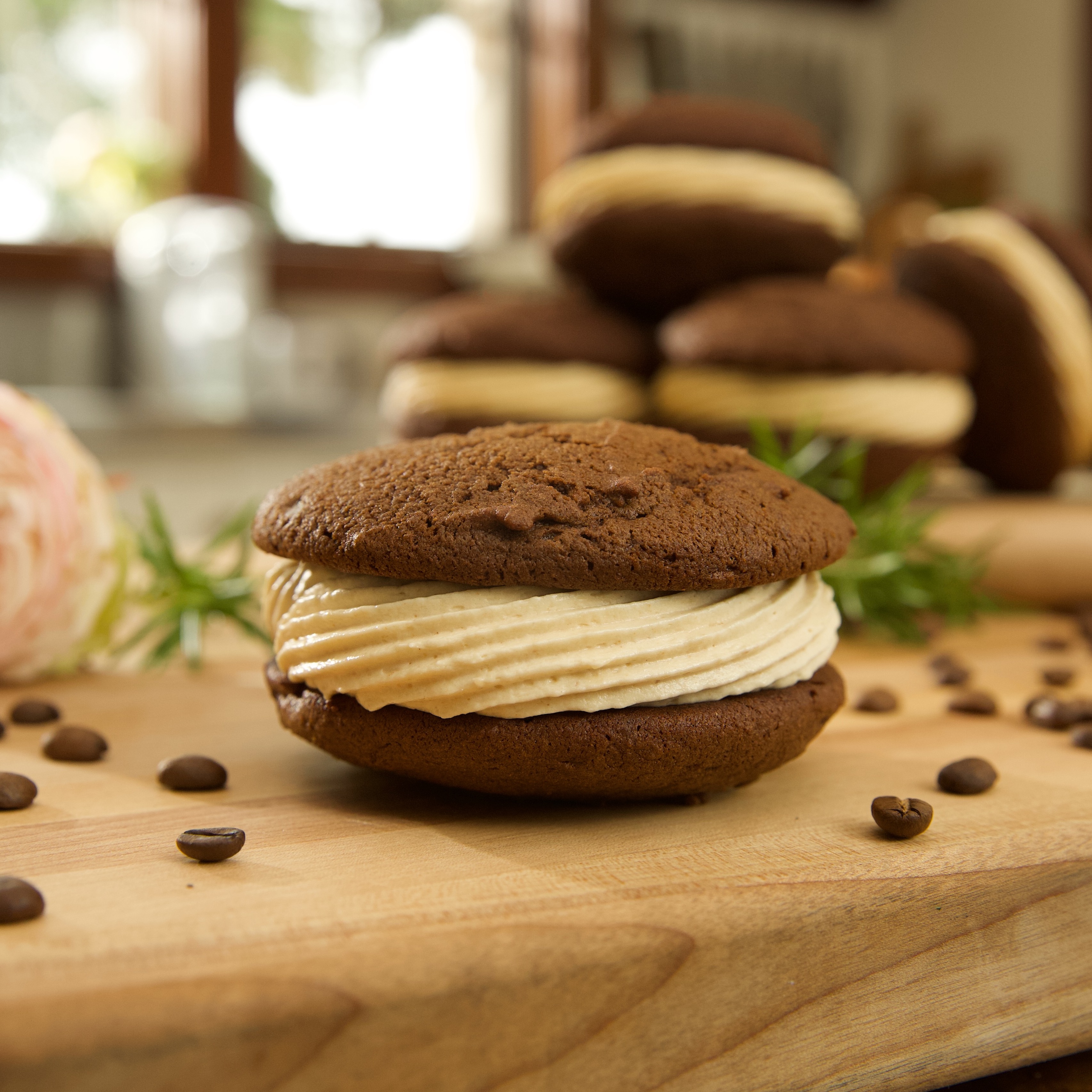 Elizabeth Poett's Mocha Whoopie Pies with Peanut Butter Filling