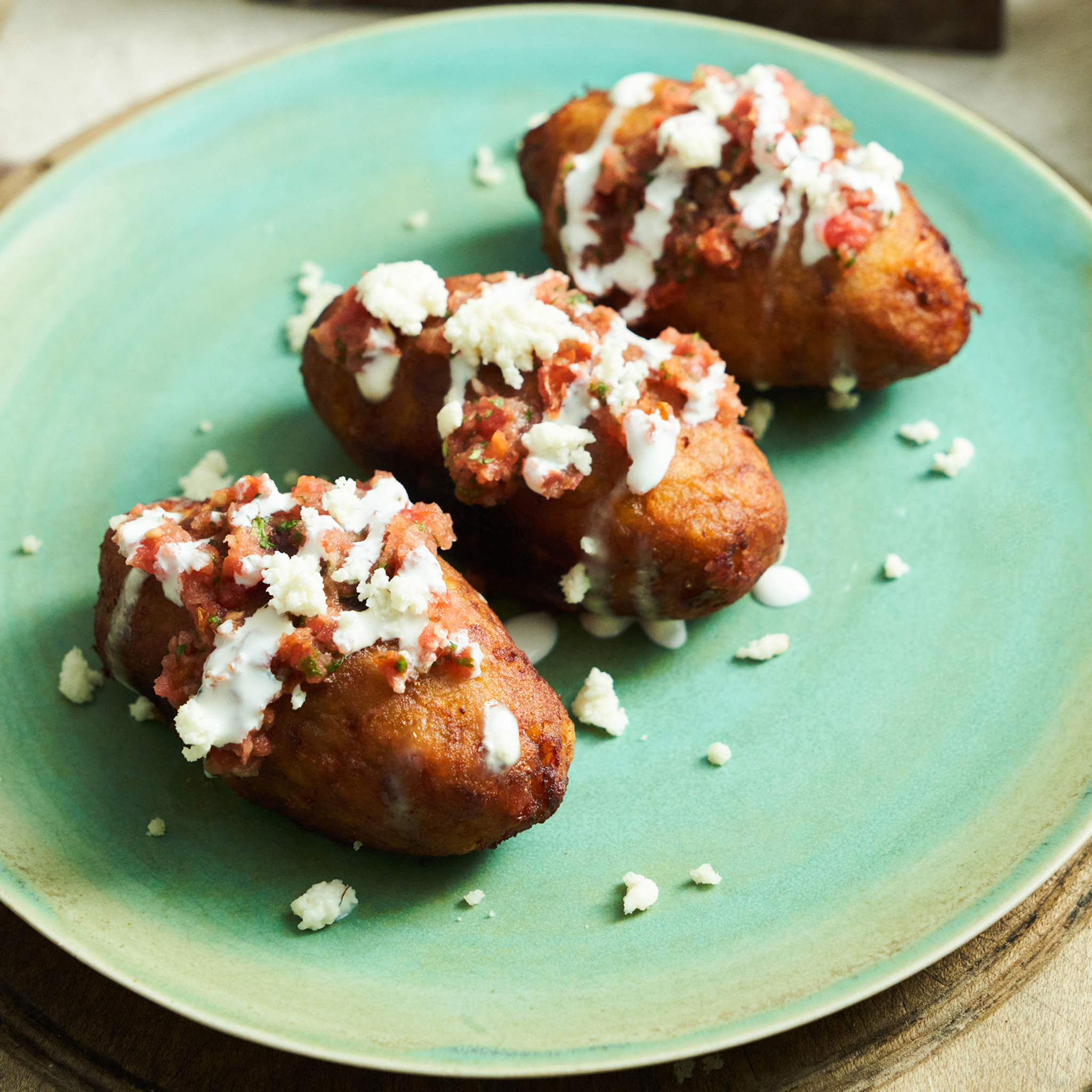 Rick Martinez Plantain Fritters with Black Beans (Molotes con Frijoles Negros)