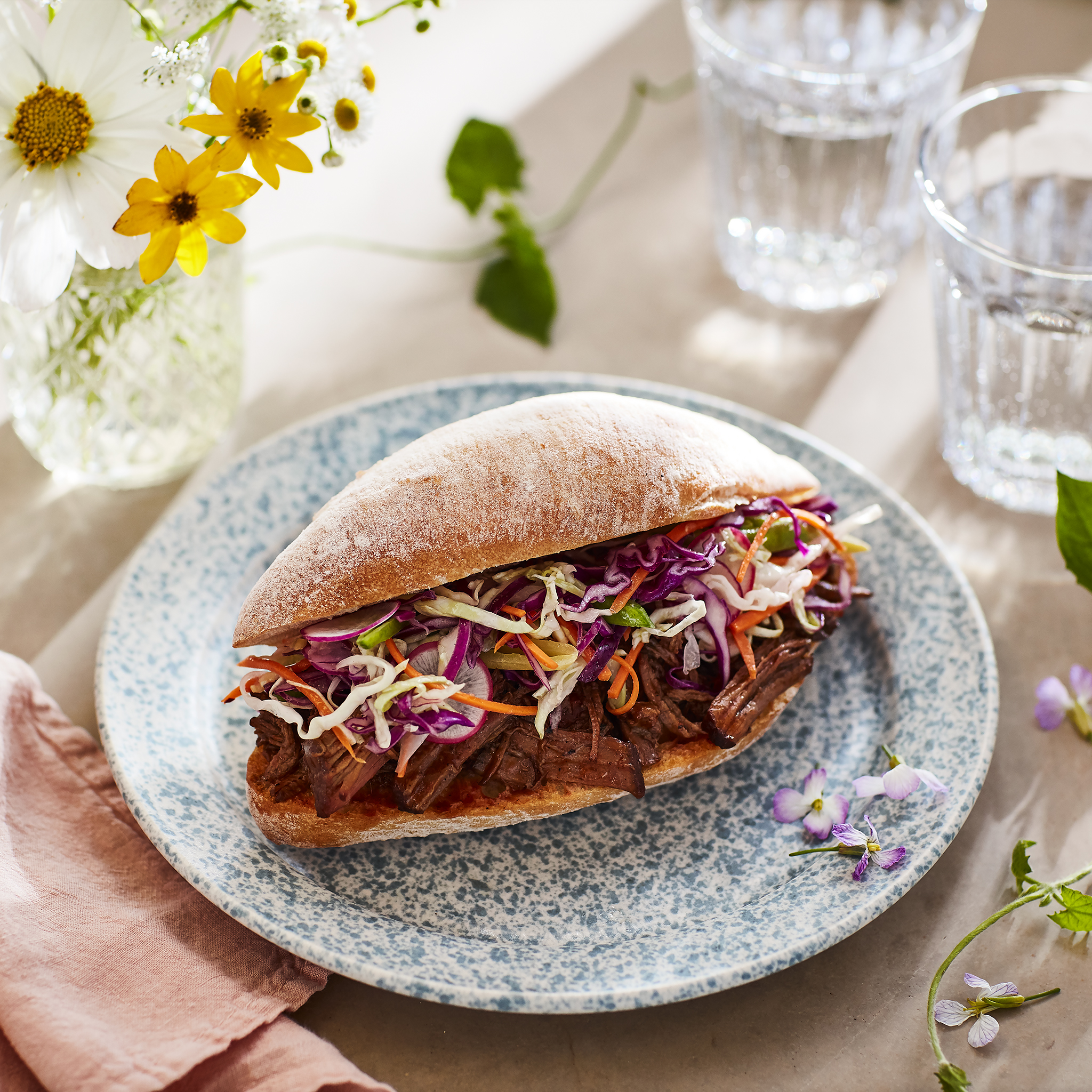 Ranch to Table Pulled Brisket Sandwich