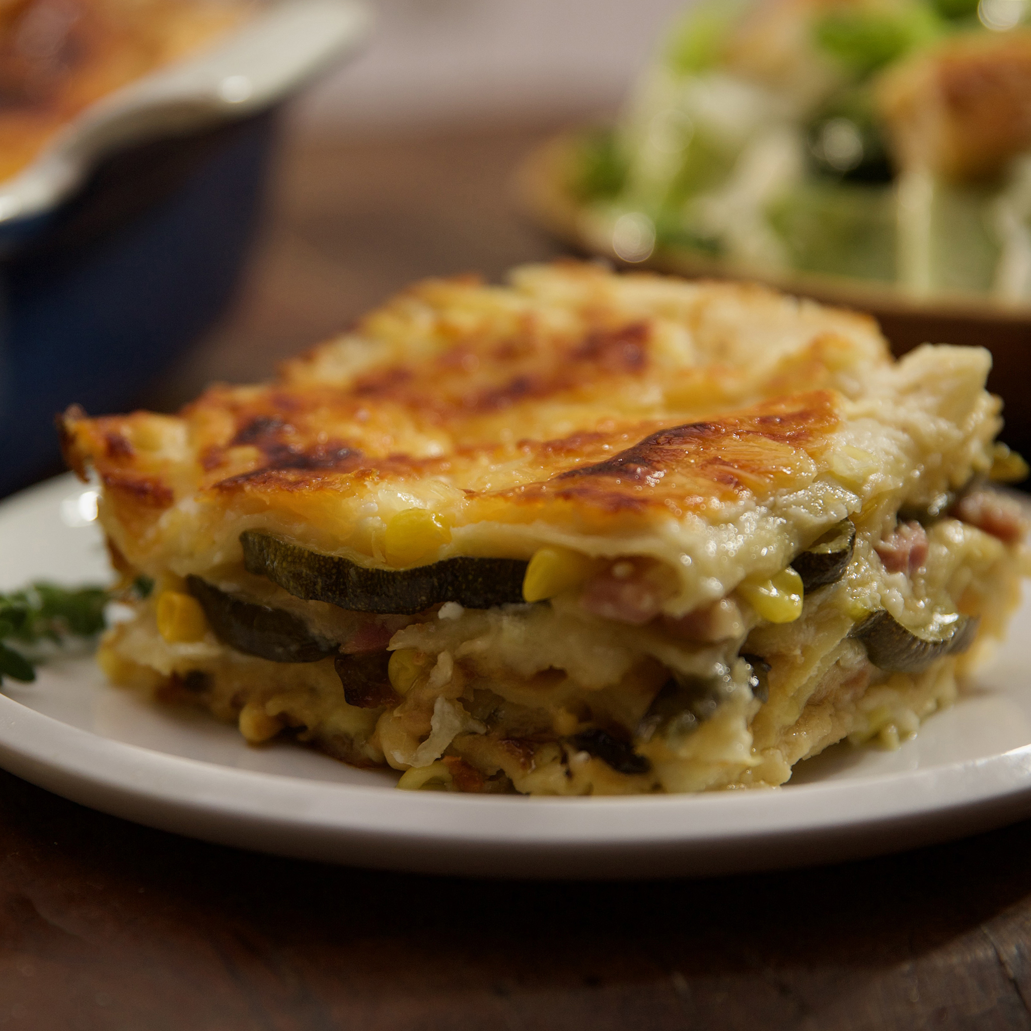 Elizabeth Poett's Creamy Corn Lasagna with Pancetta and Zucchini