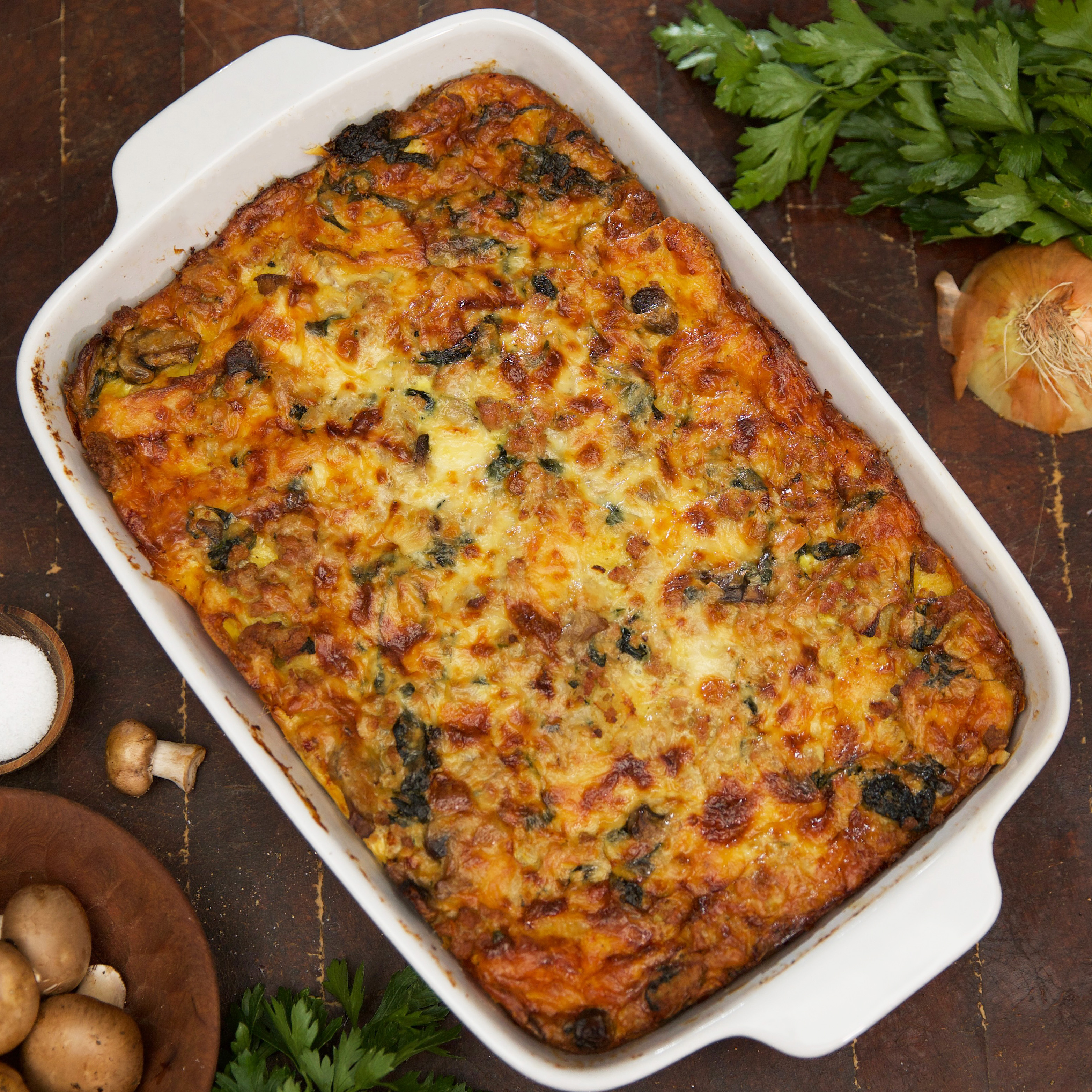 Sausage, Gruyere and Mushroom Strata Recipe