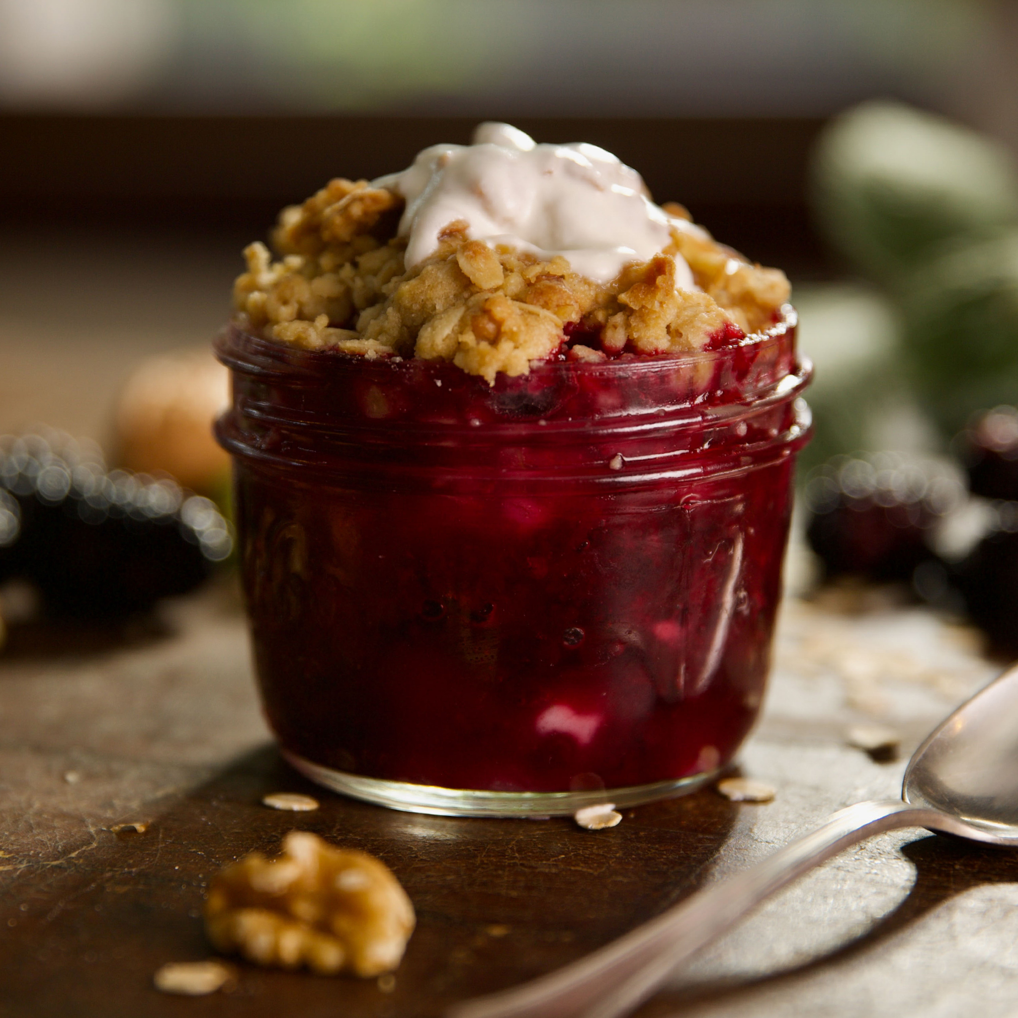 Elizabeth Poett's Blackberry and Walnut Crisps with Simple Sweet Cream