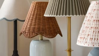 Shop table lamps, floor lamps and wired lighting.