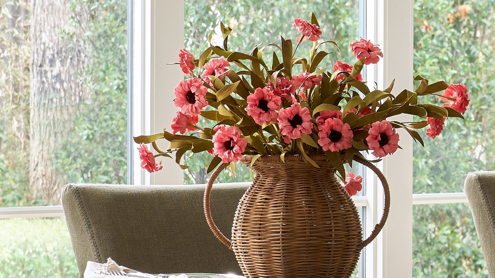 shop summer florals and floral glazed vases.