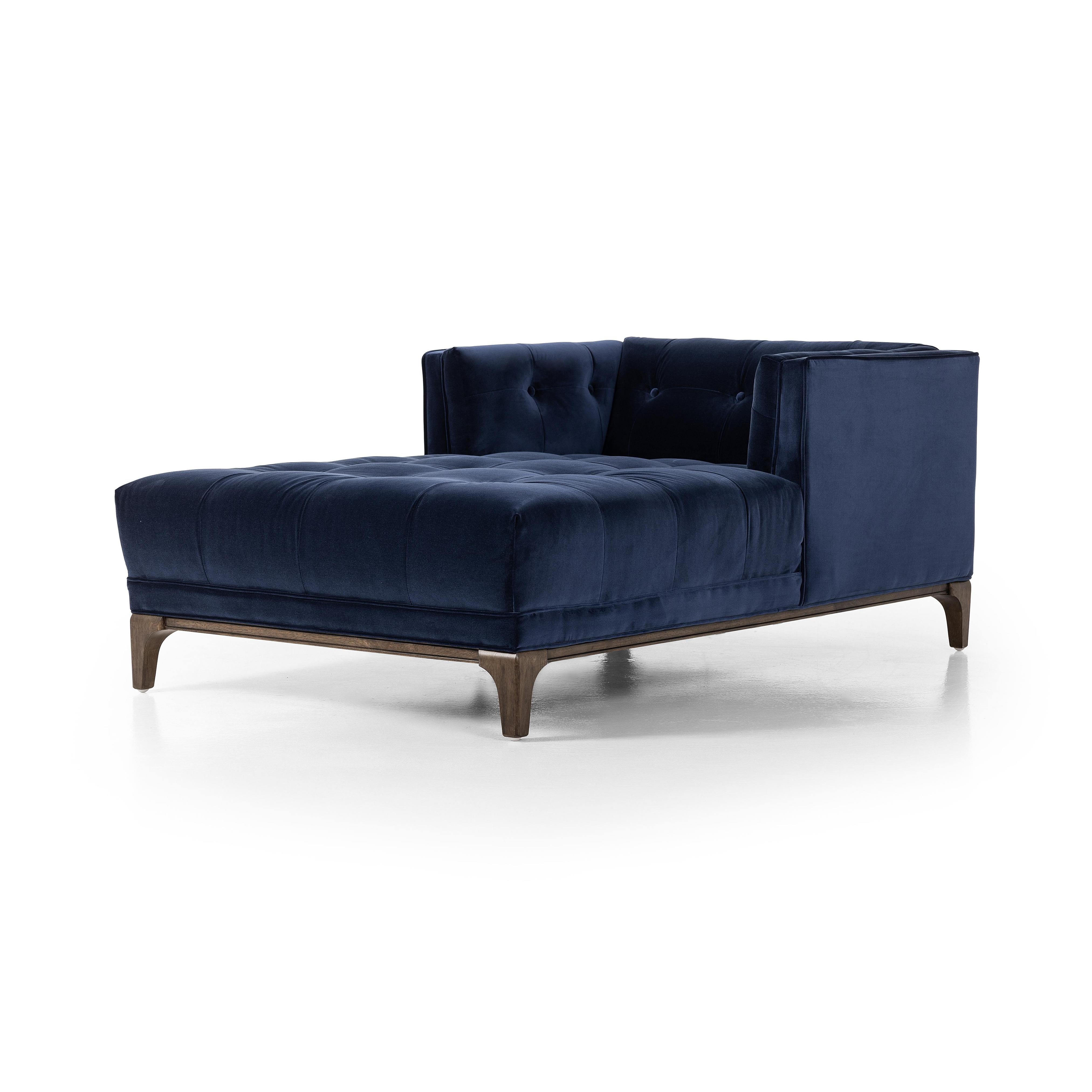 Elsie Chaise in midnight velvet angled view