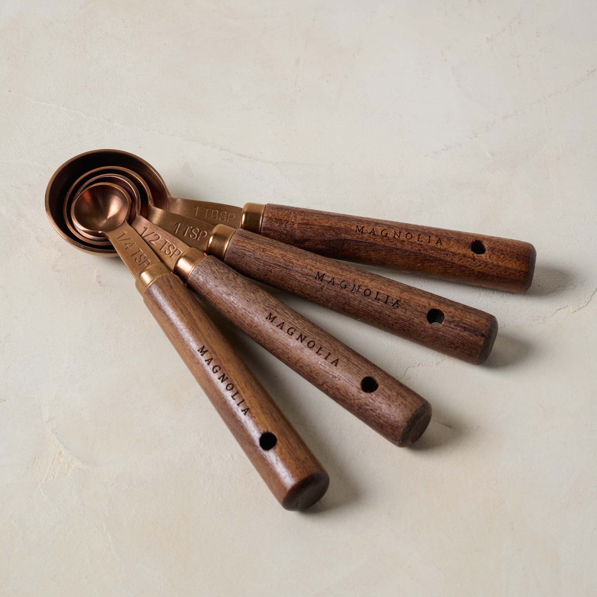 Walnut and Copper Measuring Spoons together $28.00