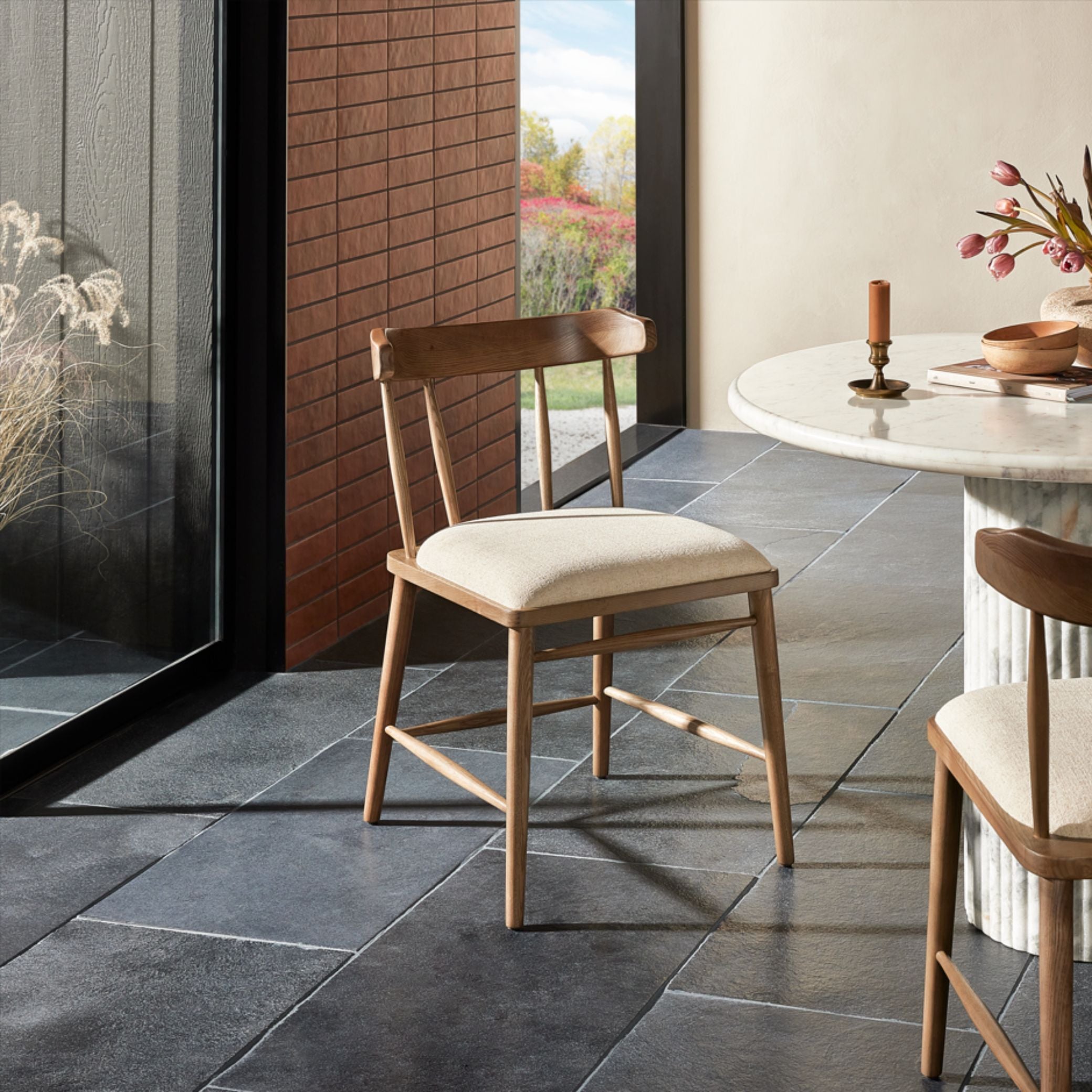 Natural Foster Dining Chair shown styled in dining room