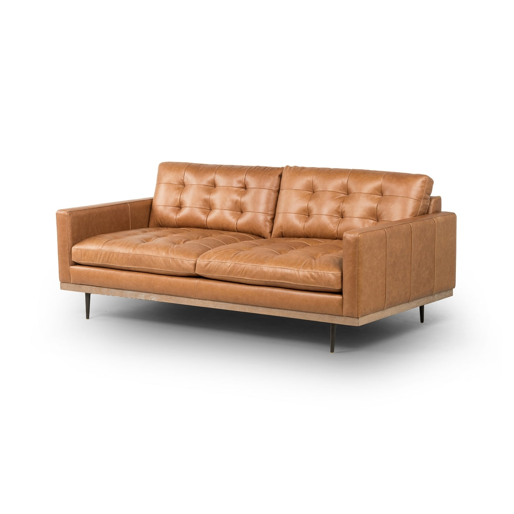 Novak Sofa in sonoma butterscotch leather angled Items range from $2999.00 to $3899.00
