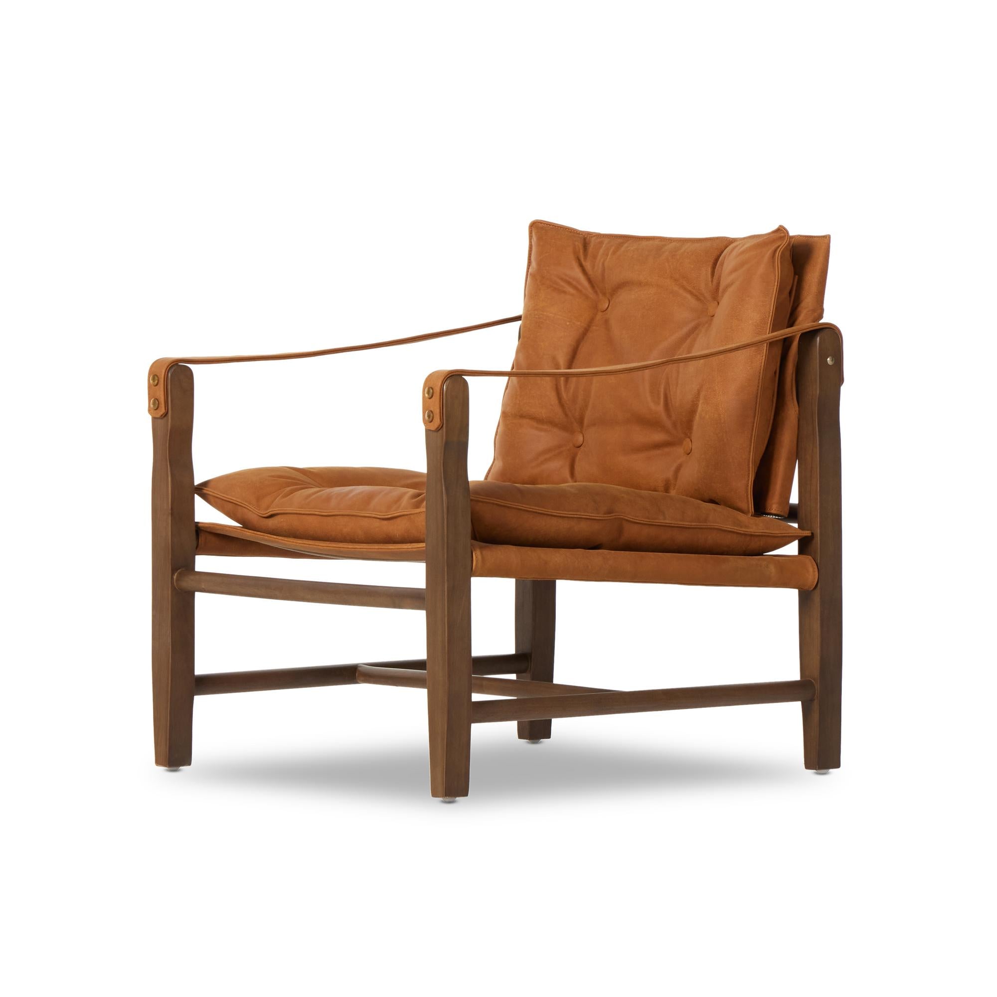 Flynn Chair heirloom butterscotch leather angled view