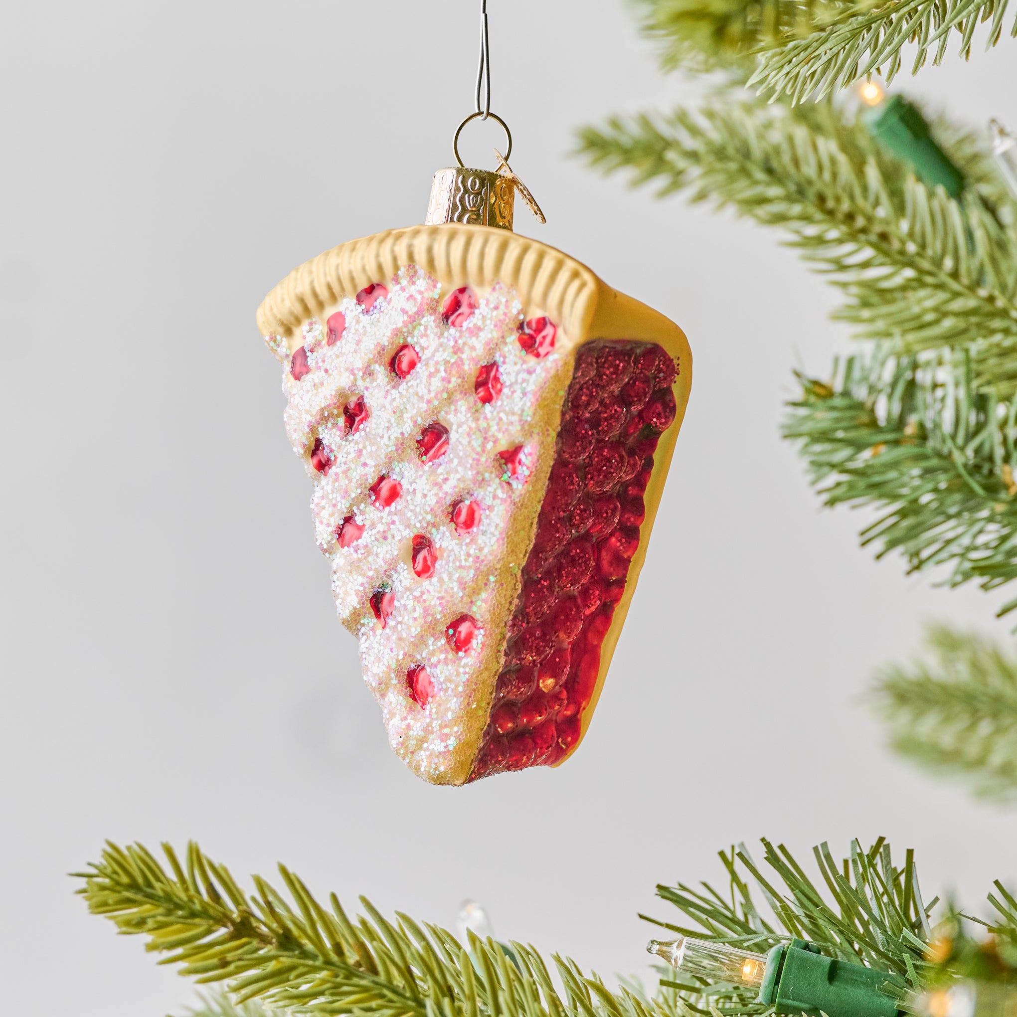 Cherry Pie Ornament shown on tree