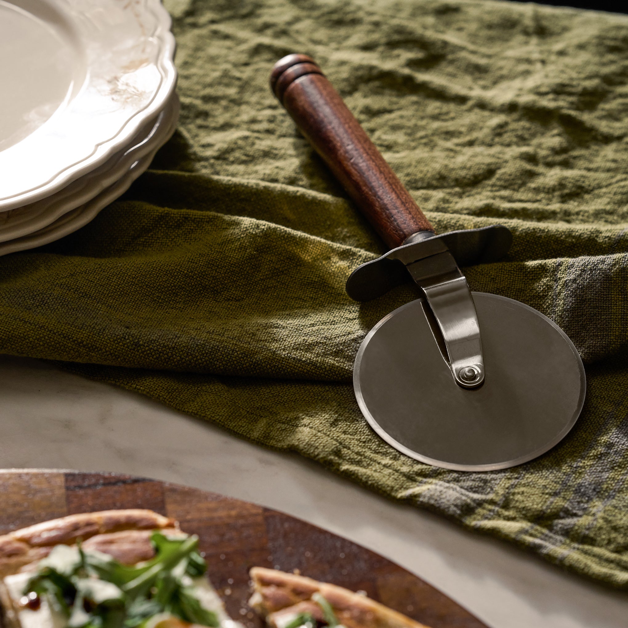 Gristmill Collection Walnut Handle Pizza Cutter