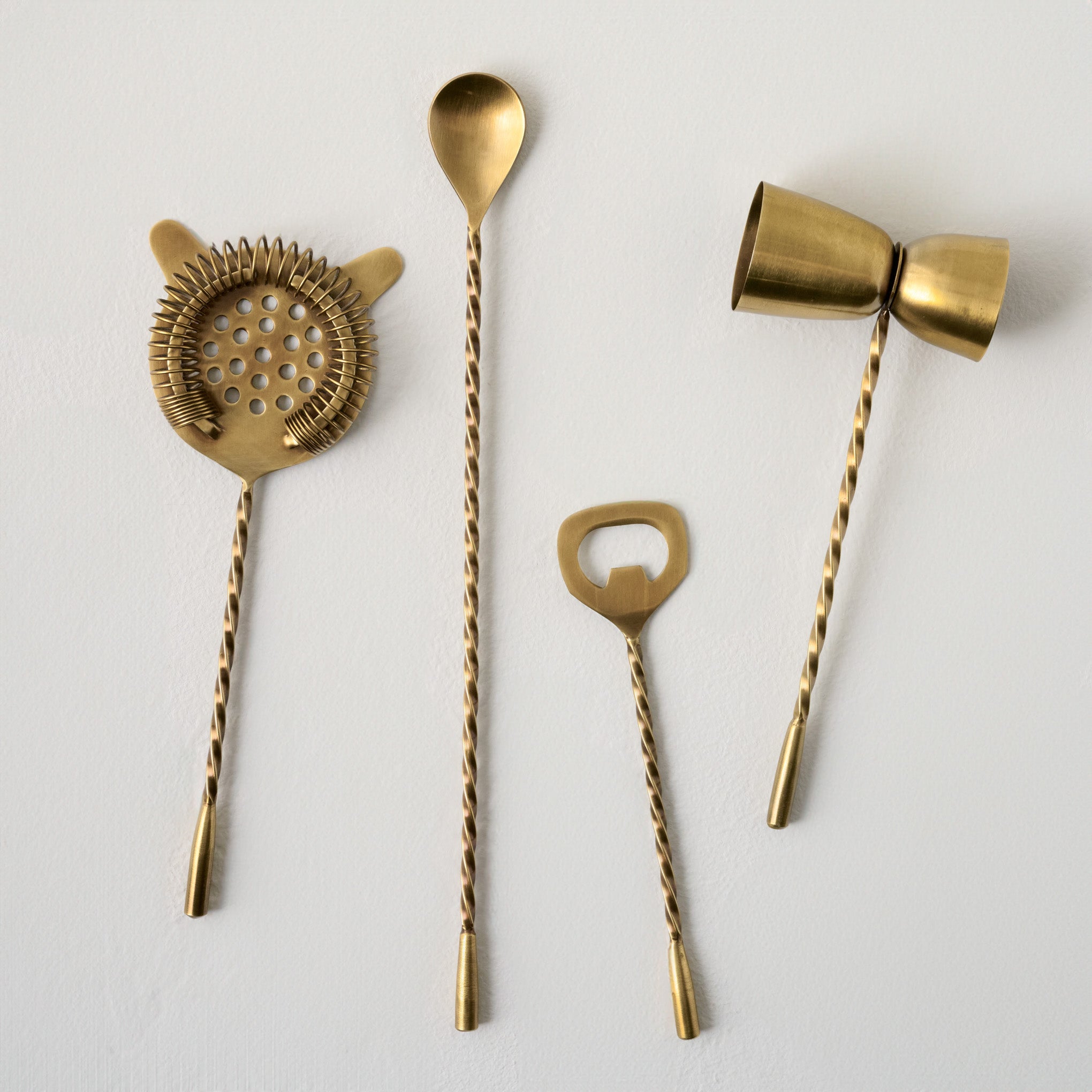 Antique Brass Twisted Bar Tool Set $60.00