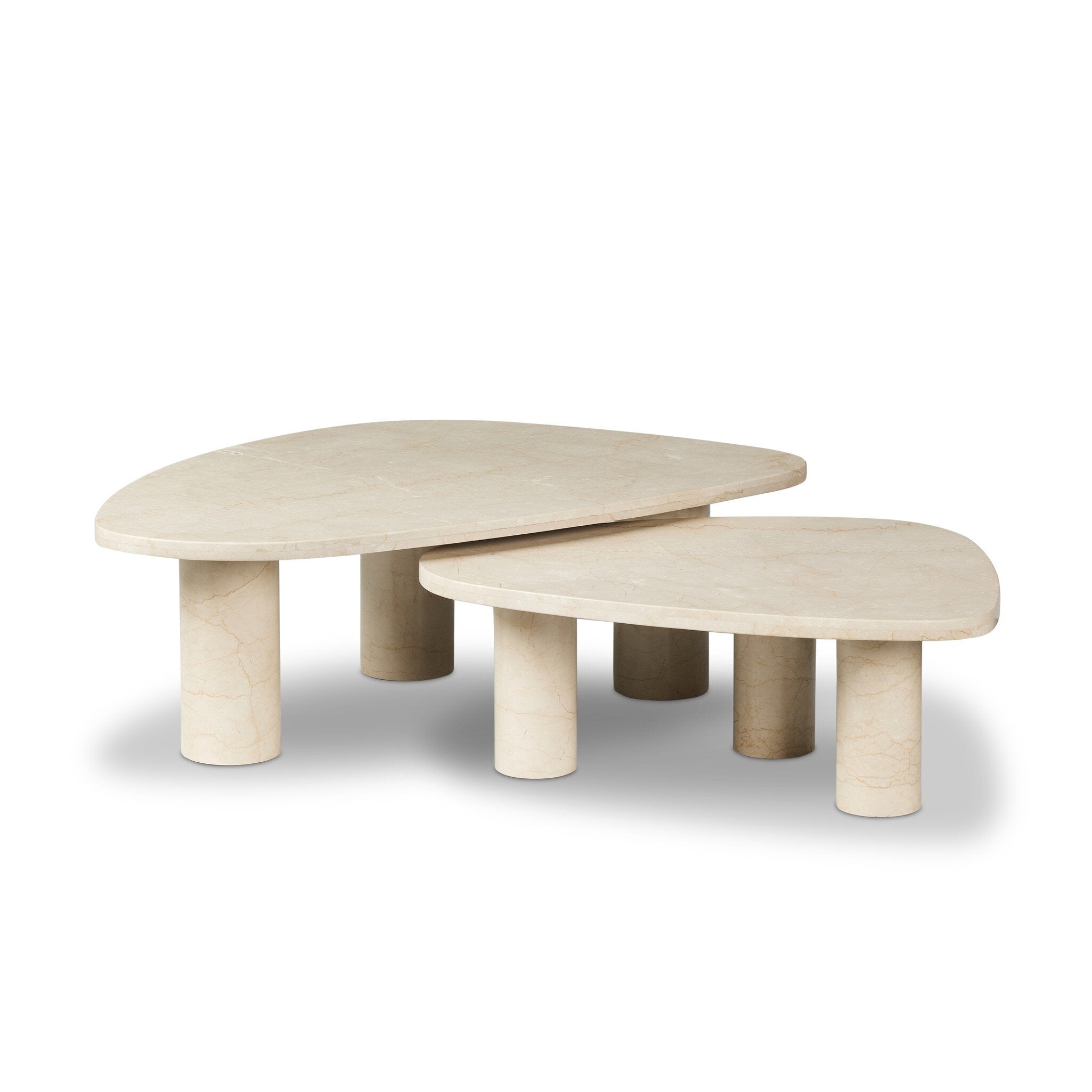 Aurora Marble Nesting Coffee Table Set in cream Items range from $1299.00 to $3099.00