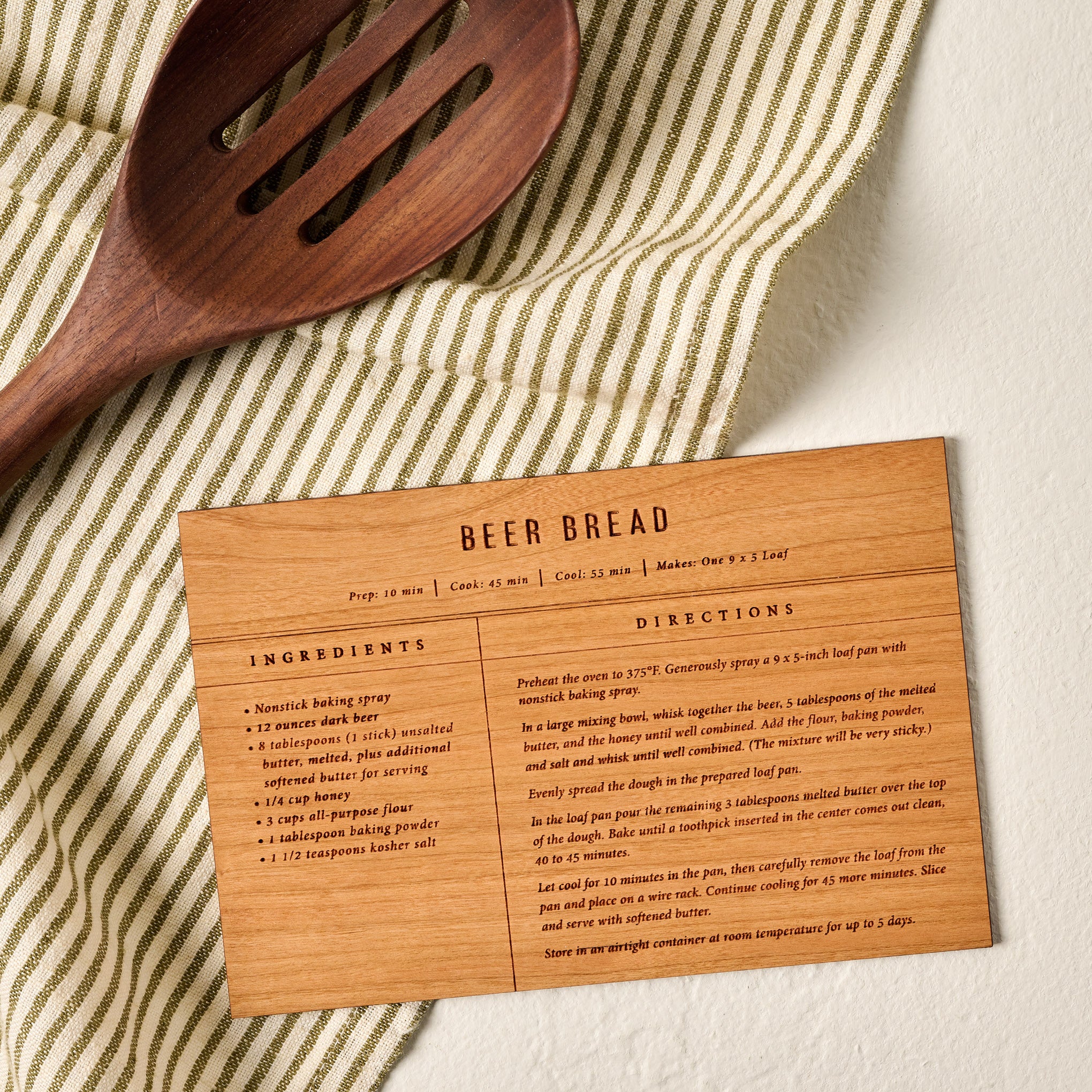 Beer Bread Wooden Recipe Card