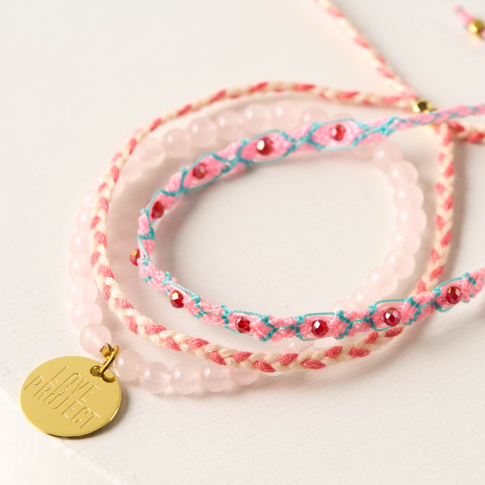 Pink Agate Bracelet Set $40.00