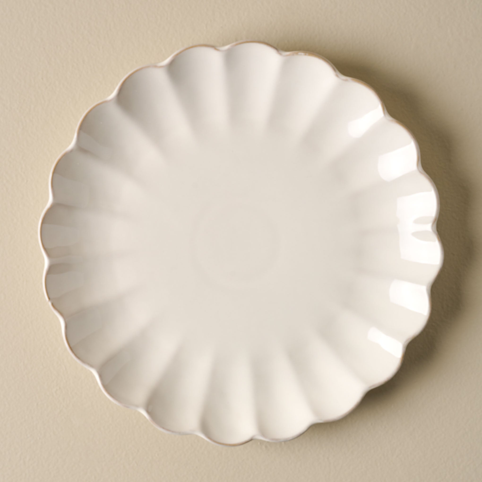 Cream Scalloped Plate - dinner Items range from $12.00 to $16.00