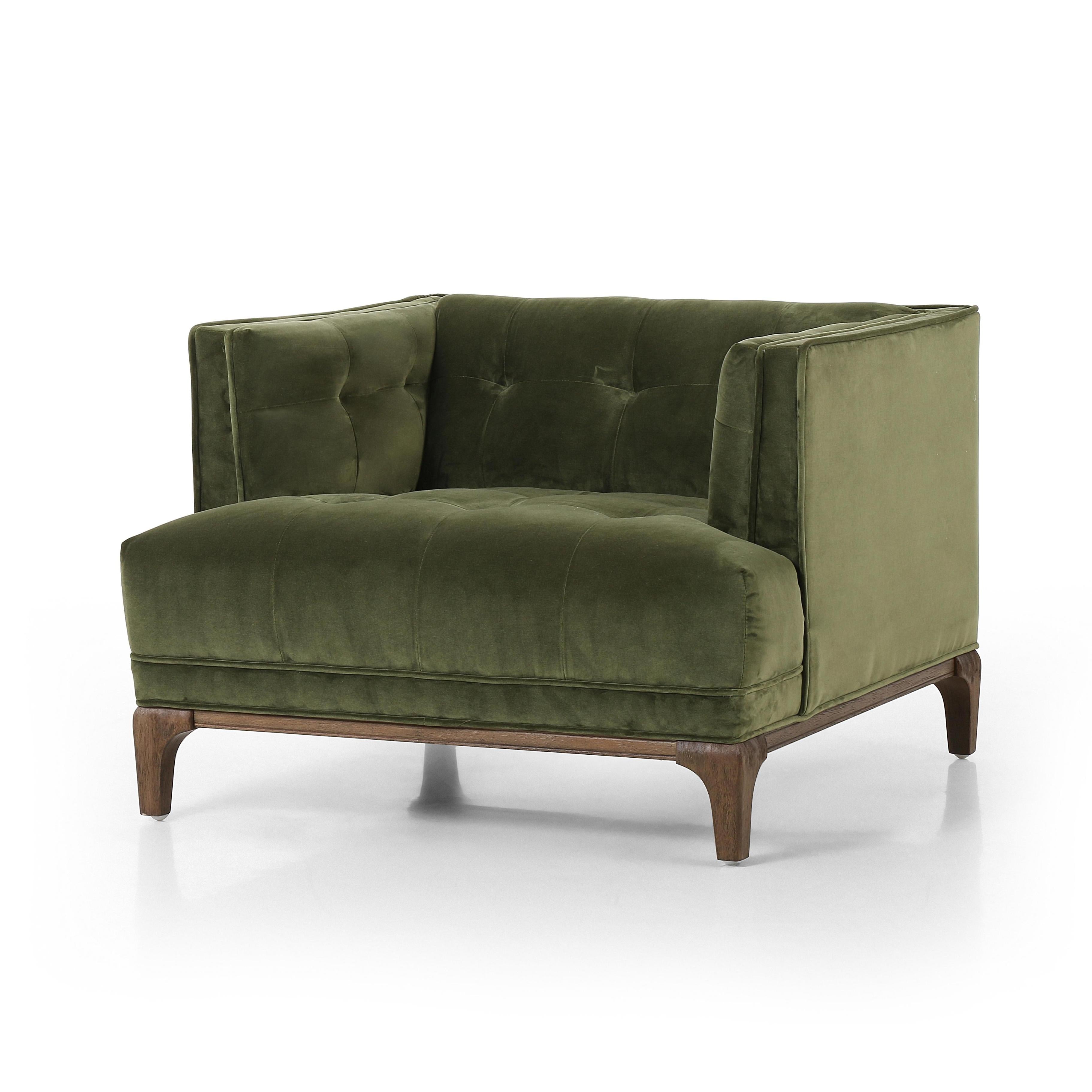 Elsie Chair in Sapphire Olive Velvet angled view $1099.00