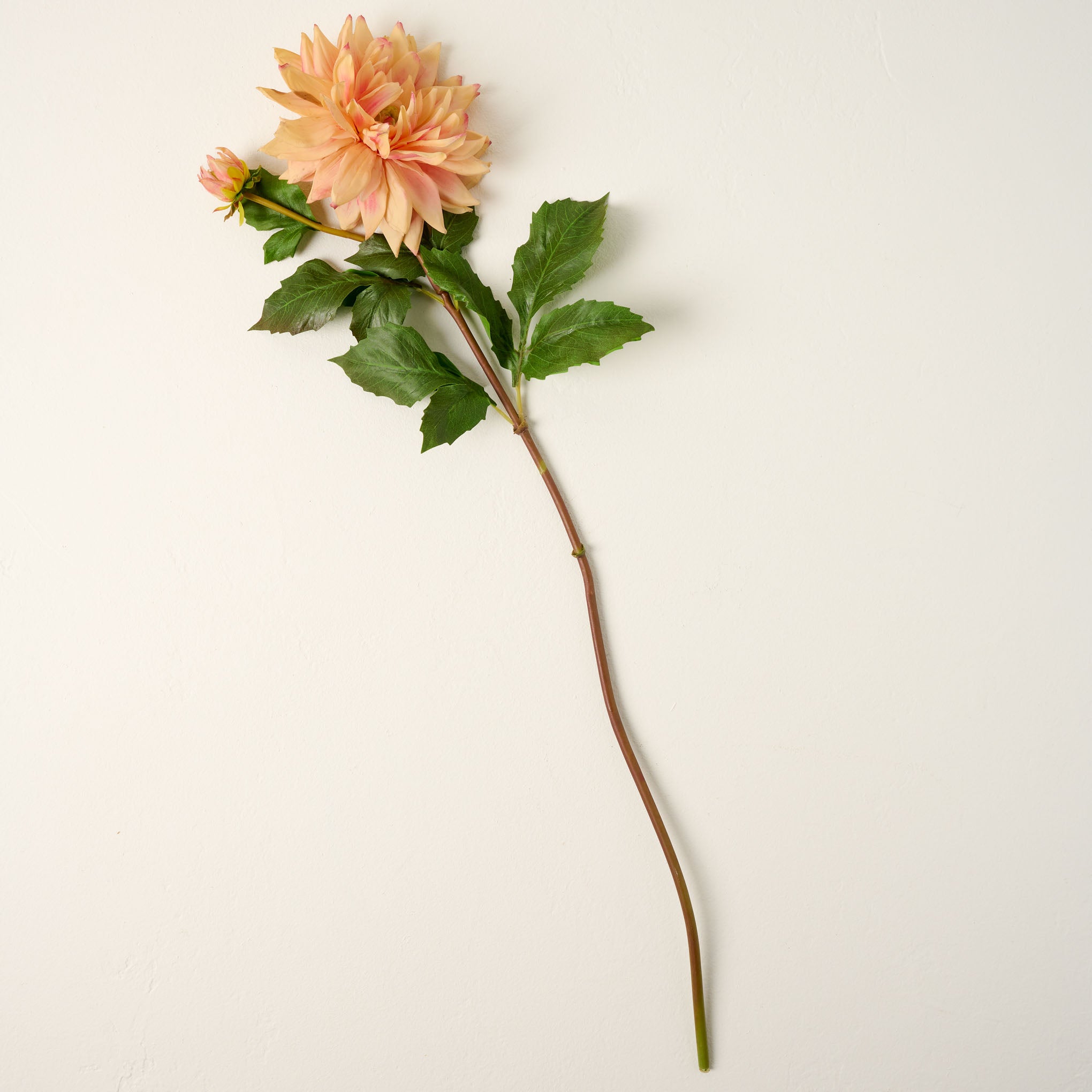 Real Touch Oversized Dahlia Stem in peach close up $34.00